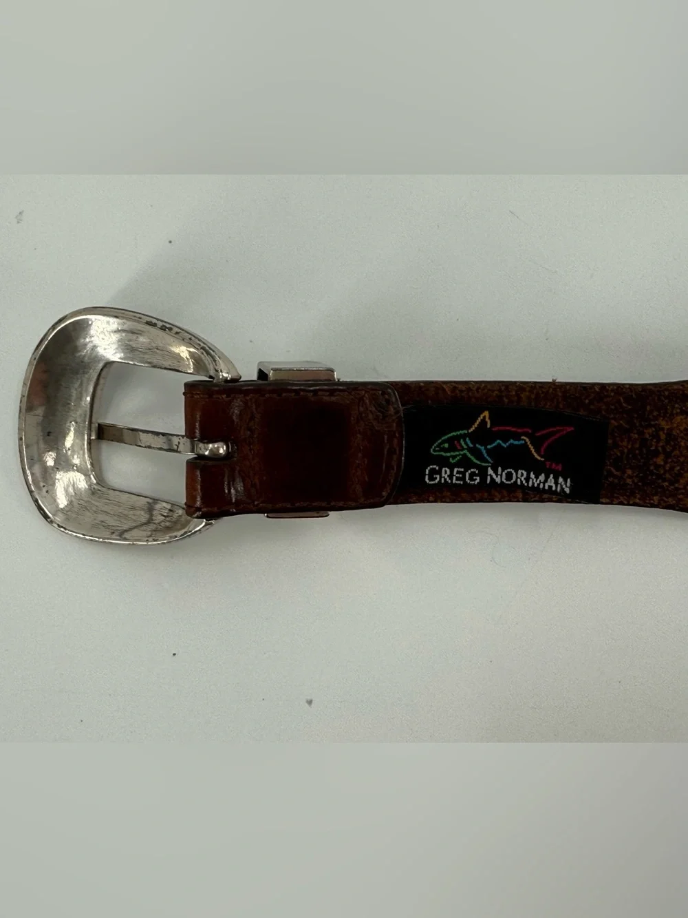 Greg Norman Vintage‎ Brown Leather Medallion Belt 32